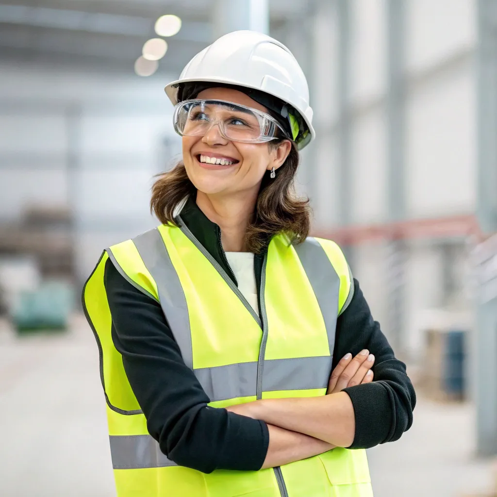 Customer Samantha smiling in safety gear